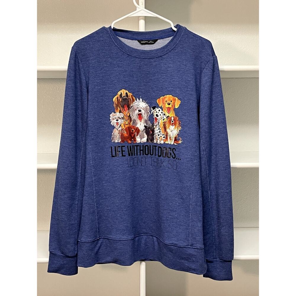 Lilicloth Life Without dogs Lightweight Sweatshirt XL Heather Blue Dog Lovers